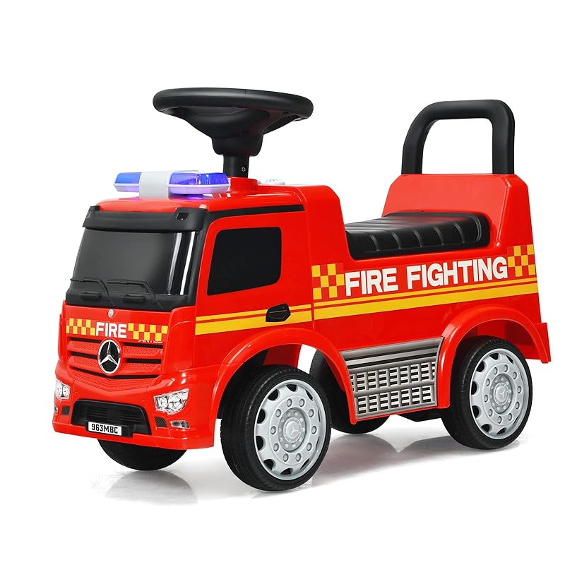 COSTWAY - Mercedes Benz Feuerwehr-Rutschauto, Hupe, Sirene und Lampe