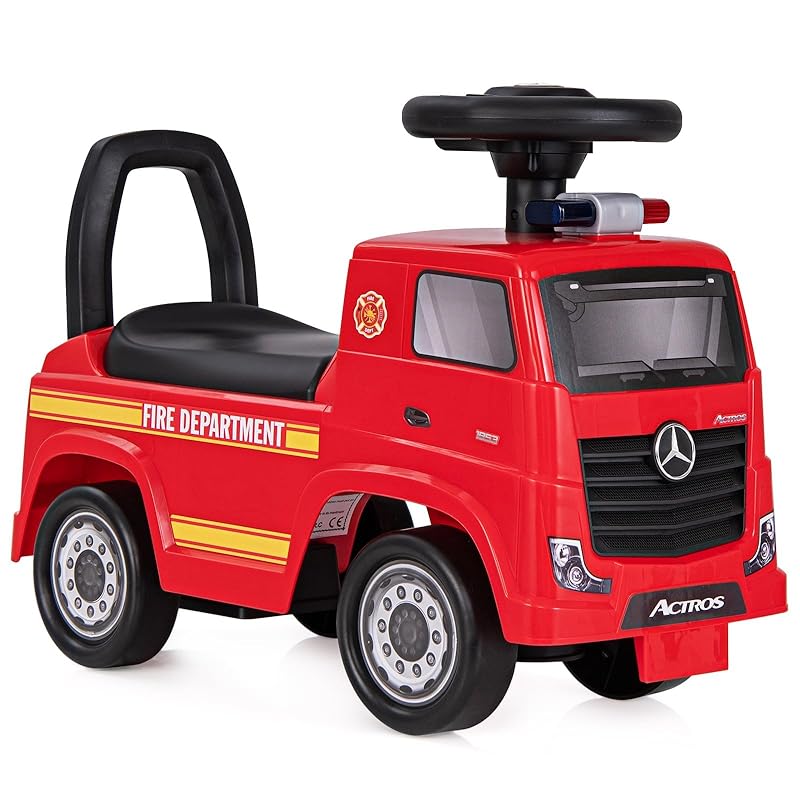 COSTWAY - Mercedes Benz Feuerwehr-Rutschauto, Hupe, Musik, Sirene und Lampe