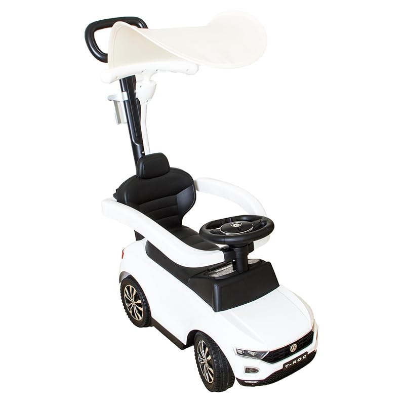 LEMODO - Volkswagen Rutschauto, Sicherheitsbügel, Sonnenschutz, Staufach, Weiß