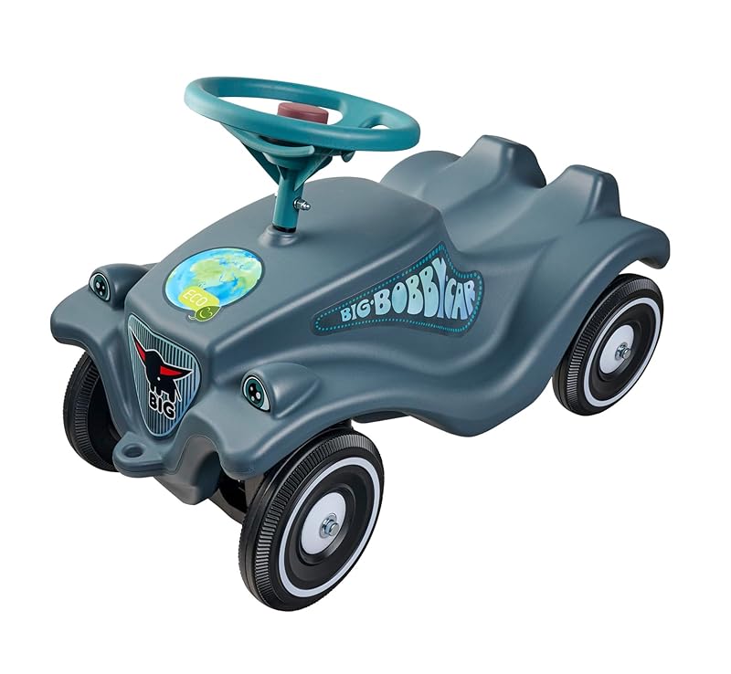 BIG - Bobby Car Classic Eco Rutschauto, Anthrazit mit bunten Aufklebern