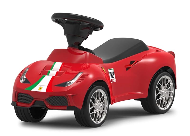 JAMARA - Ferrari 488 GTE Rutschauto, Hupe am Lenkrad, Kippschutz, Kunstledersitz, Rot